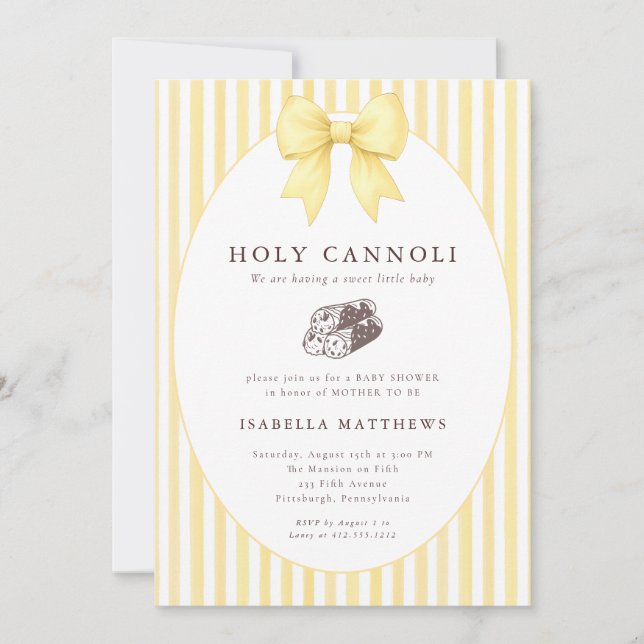 Heliga Cannoli Bow Baby Shower  Inbjudningar (Framsida)
