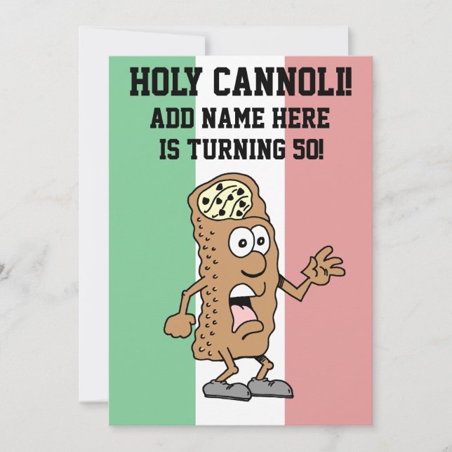 Heliga Cannoli Italiana Turning 50 Flagga Italien Inbjudningar (Framsida)