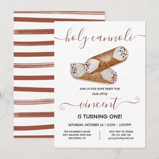 Heliga Cannoli Modern Födelsedagsfest Inbjudningar (Fram/baksida)