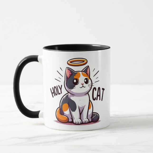 Heliga Cat - Calico Cat med Halo Cute Funny Mugg (Vänster)
