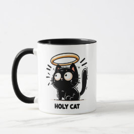 Heliga Cat - Cute Black Cat med Halo Funny Mug Mugg