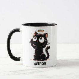 Heliga Cat - Cute Black Cat med Halo Funny Mug Mugg