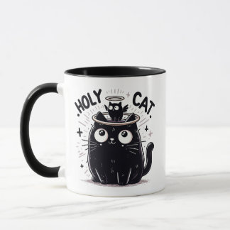 Heliga Cat - Svart katt som ser på antelkatten fun Mugg