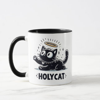 Heliga Cat - Winged Black Cat med Halo Cute Mugg