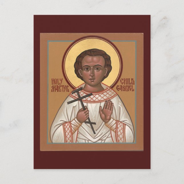 Heliga Child Martyr Gabriel Prayer Card Vykort (Framsida)