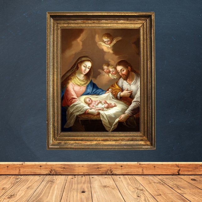 Heliga Christian jul Ntivity Manger Bethlehem Poster (Vintage Religious Holy Christian  Catholic Christmas Nativity Scene Manger Bethlehem Poster)
