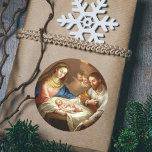 Heliga Christian jul Ntivity Manger Bethlehem Runt Klistermärke<br><div class="desc">La Natividad (1799) av Jose Campeche y Jordan. Målningen representerar jultomtscenen i Betlehem: den unge Jesus Kristus, Guds son, i manern, omgiven av hans Heliga Mor, den välsignade Jungfru Mary, saint Joseph, Änglar och de kamrater som kom till adore honom. Kristian Cristmas-dekal av Underbar vintage för dina julhelg-gåvor och julafton-kort-enveloppar!...</div>