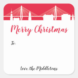 Heliga City Helgdag Red Charleston Skyline Fyrkantigt Klistermärke