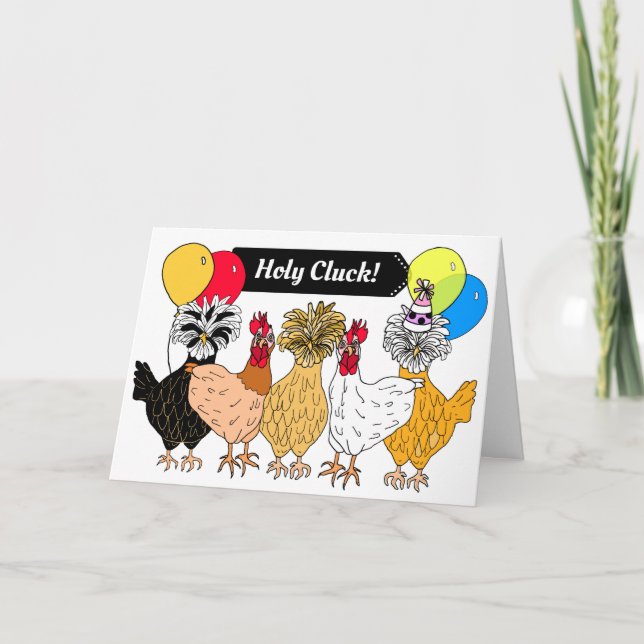 Heliga Cluck, Grattis på födelsedagen Chicken Puns Kort (Framsida)