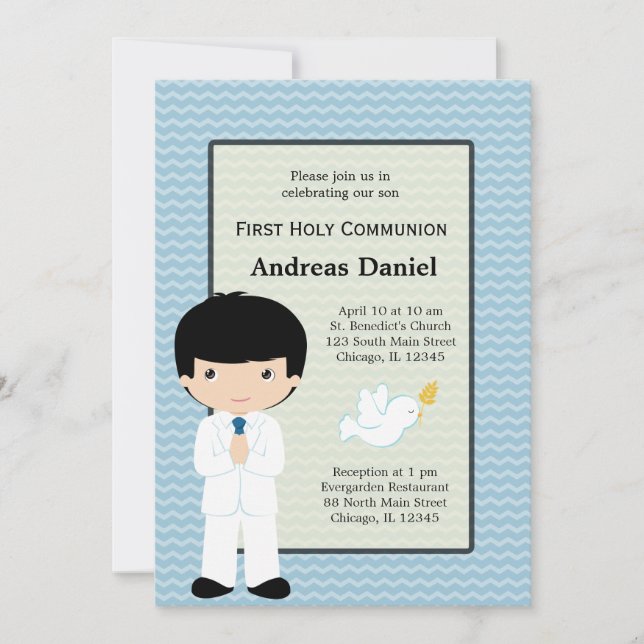 Heliga Communion boy * Välj bakgrund färg Inbjudningar (Framsida)