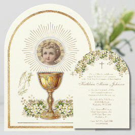 Heliga Communion Child Jesus Blommigt Inbjudningar