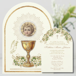 Heliga Communion Child Jesus Blommigt Inbjudningar
