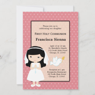 Heliga Communion Girl * Välj din bakgrund färg Inbjudningar