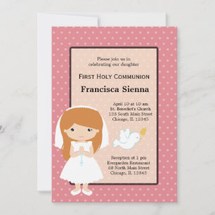 Heliga Communion Girl * Välj din bakgrund färg Inbjudningar