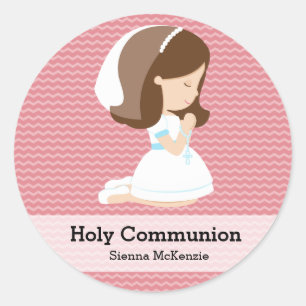 Heliga Communion Girl * Välj din bakgrund färg Runt Klistermärke