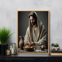 Heliga Communion: Jesus Breaking Helig Bread Poster