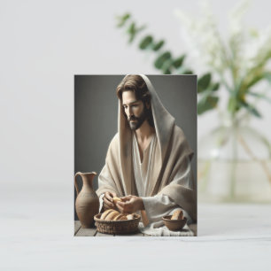 Heliga Communion: Jesus Breaking Helig Bread Vykort