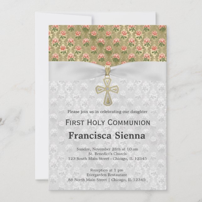 Heliga Communion ro om antiken guld Inbjudningar (Framsida)