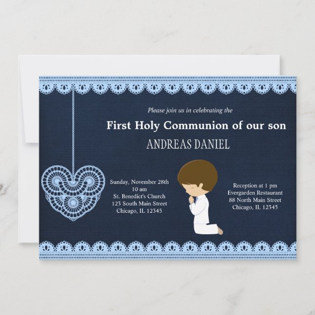 Heliga Communion Snöre (Boy) Inbjudningar (Framsida)