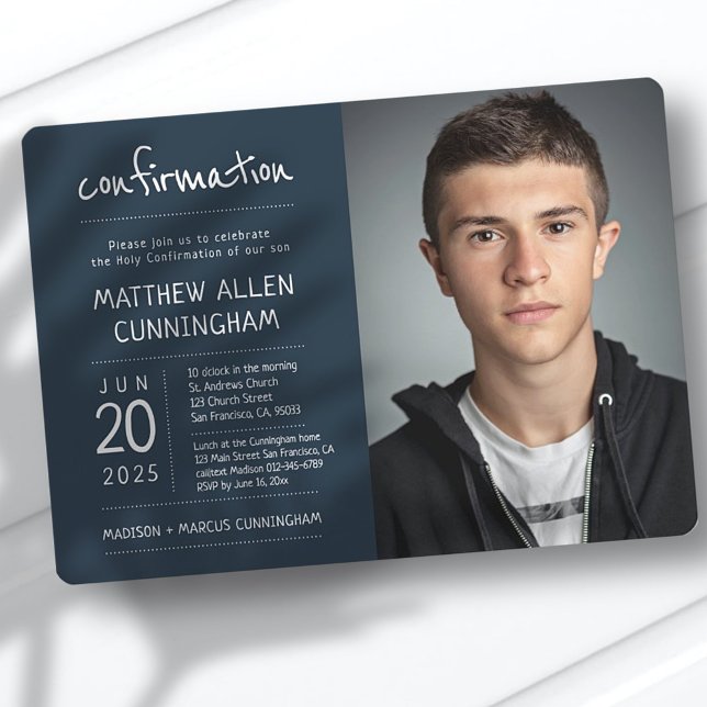 Heliga Confirmation Boy | Modern + Enkel foto Inbjudningar (Skapare uppladdad)