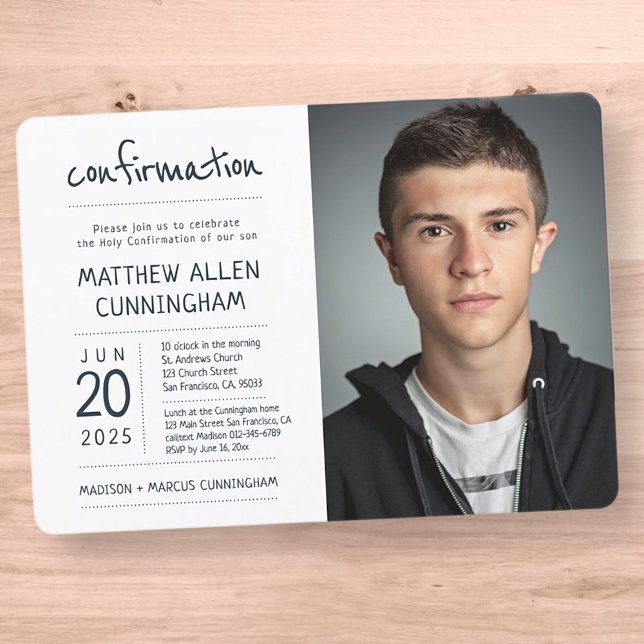 Heliga Confirmation Boy | Modern + Enkel foto Inbjudningar (Skapare uppladdad)