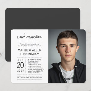 Heliga Confirmation Boy Modern + Enkel foto Inbjudningar