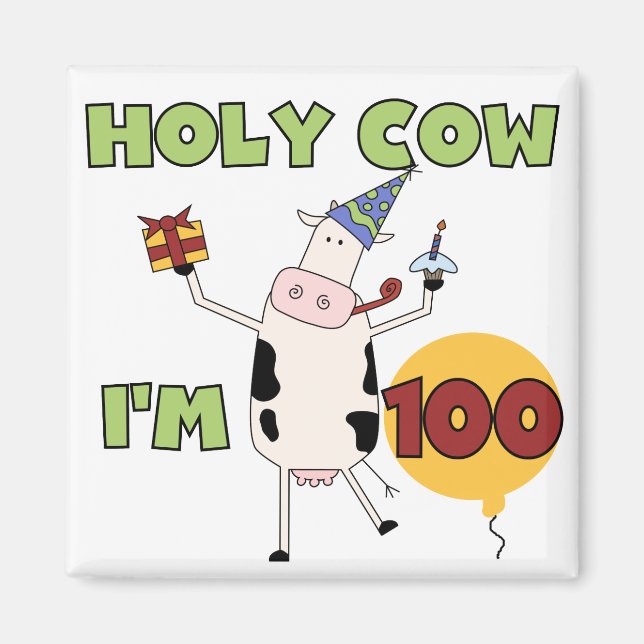Heliga Cow 100 Birthday Tshirts and Gifts Magnet (Framsidan)
