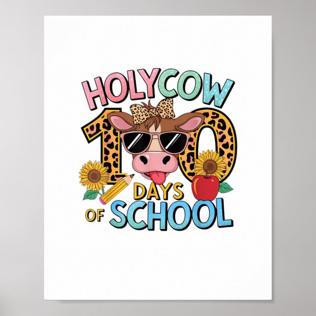 Heliga Cow 100 dagar i skolan 100 dagar smartare t Poster (Framsidan)