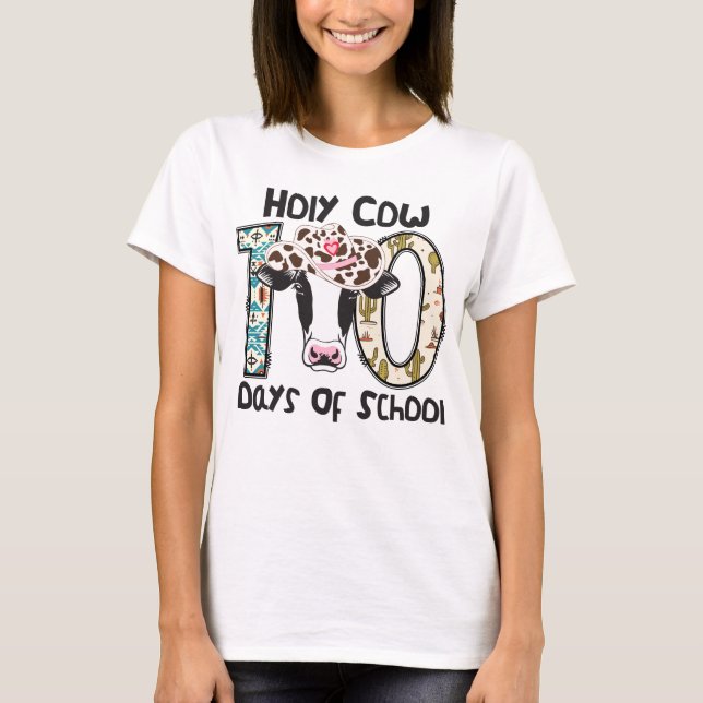 🐮 Heliga Cow! 100 dagar i skolan T-Shirt (Framsida)