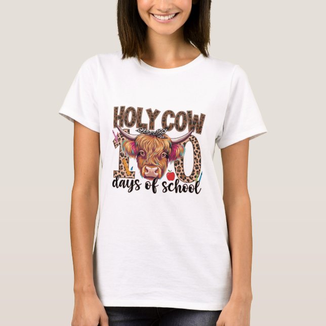 Heliga Cow 100-dagarsskolans 100-dagarsskolutbildn T Shirt (Framsida)