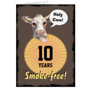 Heliga Cow - 10 år Rökfritt! Hälsningskort
