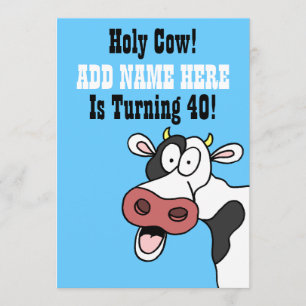 Heliga Cow 40 Birthday Funny Tecknad Inbjudan
