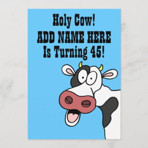 Heliga Cow 45:e födelsedagen Funny Tecknad Inbjuda Inbjudningar