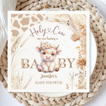 Heliga Cow Baby Shower Boho Gender Neutral Papper