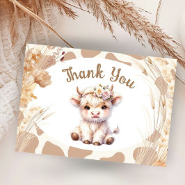Heliga Cow Baby Shower Boho - stort tack, ditt kor Tilläggskort