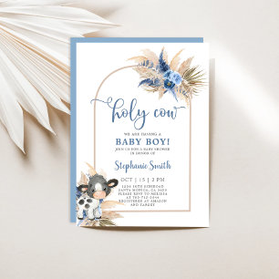 Heliga Cow Baby Shower Boy-inbjudan Inbjudningar