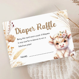 Heliga Cow Baby Shower Cute Boho Diaper Raffle Tilläggskort