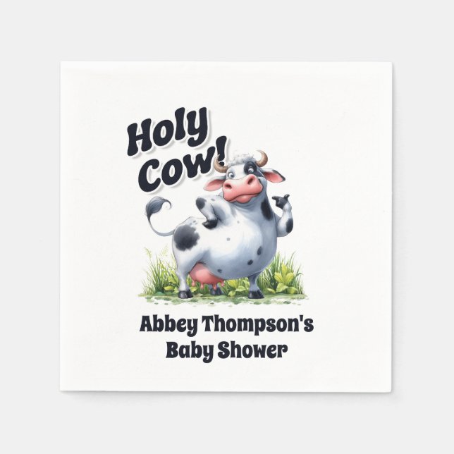 Heliga Cow Baby Shower Pappersservett (Framsidan)