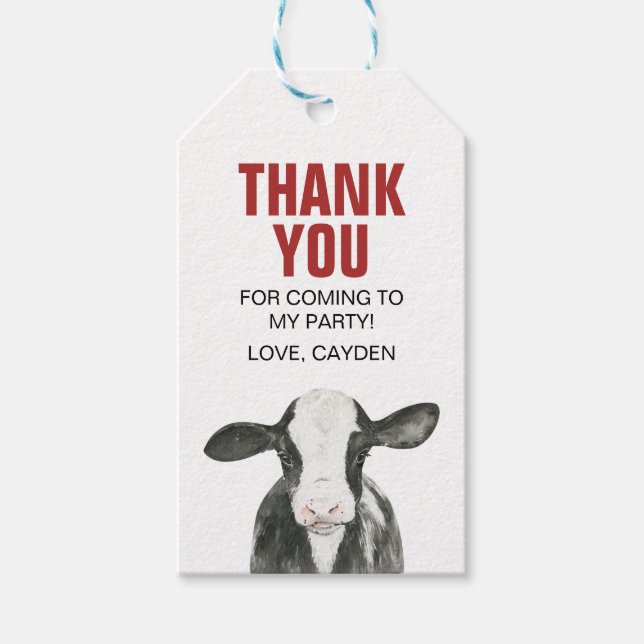 Heliga Cow Birday Tack Cards Presentetikett (Framsidan)