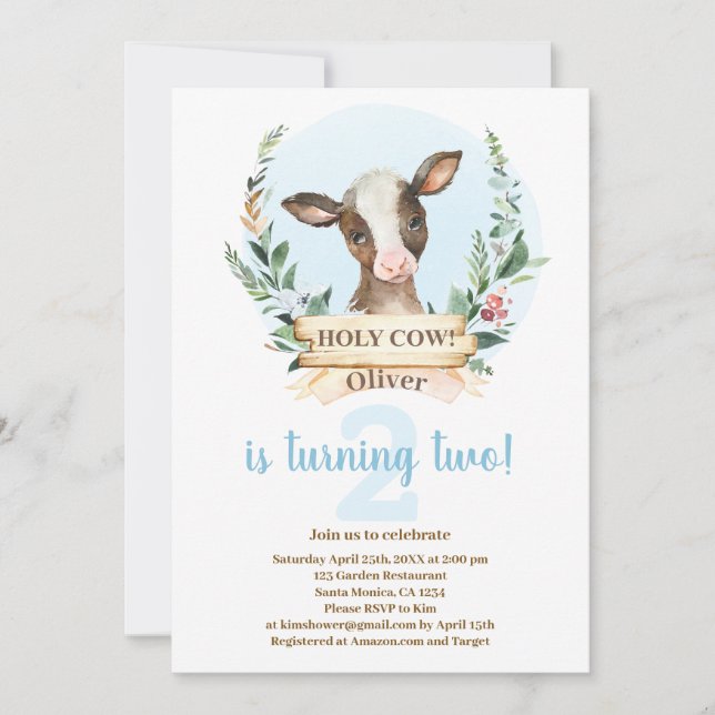 Heliga Cow Birthday Boy-inbjudan Inbjudningar (Framsida)