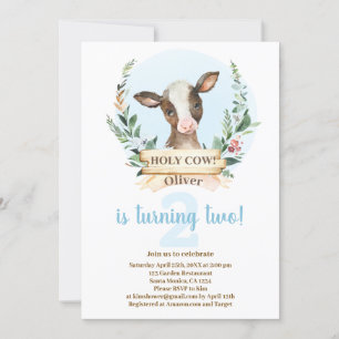 Heliga Cow Birthday Boy-inbjudan Inbjudningar