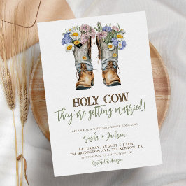 Heliga Cow Blommigt Cowboy Boots Bröllop par Showe Inbjudningar