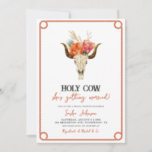 Heliga Cow Blommigt CowboyBoots Möhippa Inbjudningar