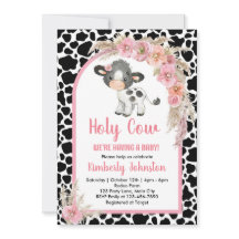Heliga Cow boho babydusch rosa farm Girl blommigt