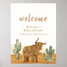 Heliga Cow Boho Cactus Desert Baby Shower Välkomme Poster