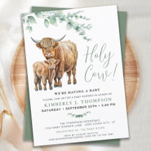 Heliga Cow Boho Greenery Highland Cow Baby Shower