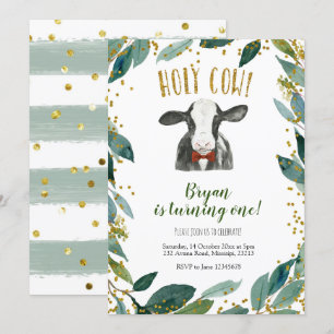 Heliga Cow Boy Farm Greenery Birthday-inbjudan Inbjudningar