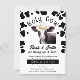 Heliga Cow Boy Kids Dubbla Birthday-inbjudan Inbjudningar