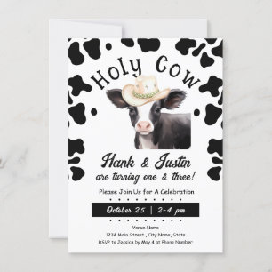 Heliga Cow Boy Kids Dubbla Birthday-inbjudan Inbjudningar