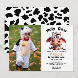 Heliga Cow Caricatures I är en Cowgirl 1:a Birthda Inbjudningar
